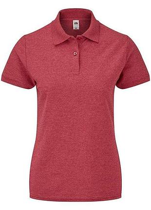 Женское поло fruit of the loom 0632120 xs, vh красный меланж