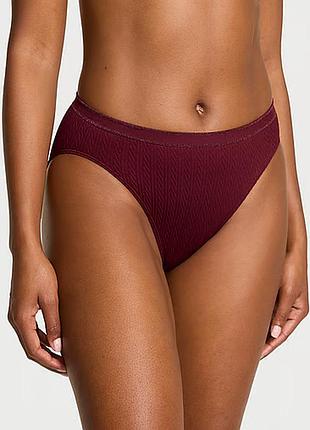 Женские трусики victoria's secret (26299514951) seamless cable-knit high-leg brief xs бордовые
