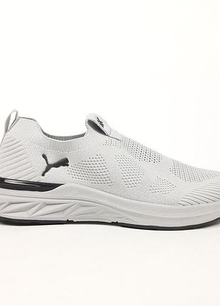 Puma softride тапочки мокасины слипоны свет серые с черным 44
