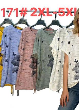 Жіноча футболка в наявності колір пудра ✅№d-8171 ❇️(2xl-5xl) ♻️трикотаж ✅ длина 70см ціна 450