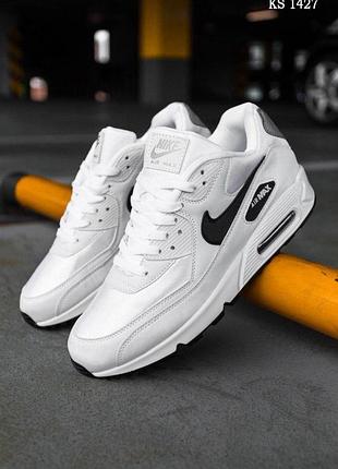 Белые кроссовки мужские nike air max 90 white black черно белые размеры 41 42 43 44