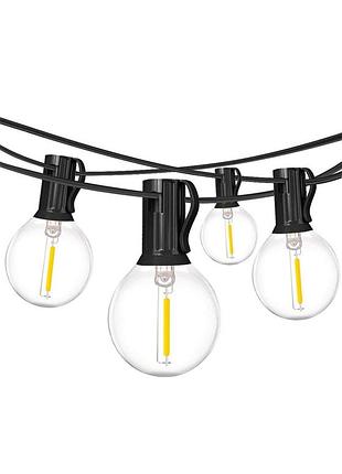 Уличная гирлянда led g40 (10м, 15 ламп), теплый свет, идеально для декора и террасы.