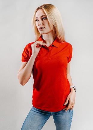 Жіноча футболка поло 65/35 fruit of the loom 0632120 шовкографія, червоний, m