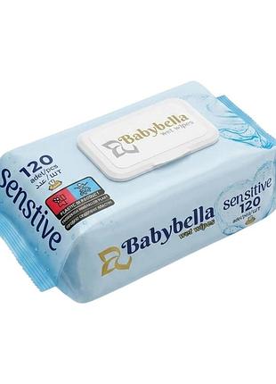 Влажные детские салфетки babybella sensitive 120 шт