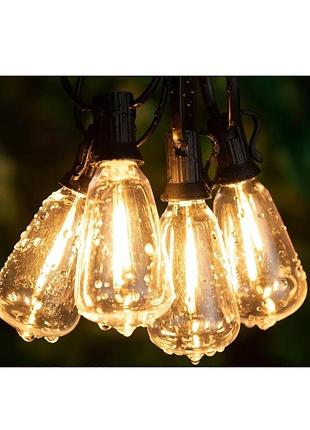 Вулична гірлянда spacelumen st38 solar led (98ft / 30м), 37+1 лампа, едісон стиль