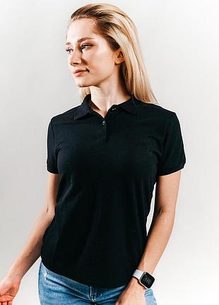 Жіноча футболка поло 65/35 fruit of the loom 0632120 шовкографія, чорний, xs