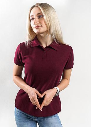 Жіноча футболка поло 65/35 fruit of the loom 0632120 шовкографія, бордовий, s