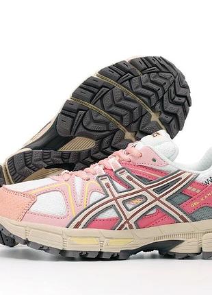 Жіночі кросівки asics kahana 8 gel асікс кахана 8 яскраві білі рожеві