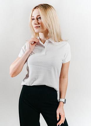 Жіноча футболка поло 65/35 fruit of the loom 0632120 шовкографія, білий, xs