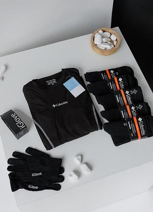Комплект термо костюм жіночий columbia + 5 пар термо шкарпеток columbia + 1 пара рукавиць iglove для сенсорних екранів xl
