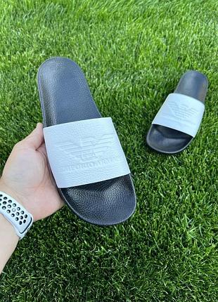 Мужские шлепанцы emporio armani white black 40-41