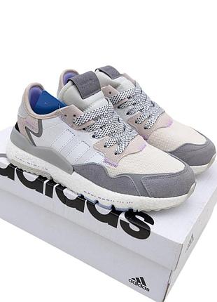 Кроссовки женские мужские подростковые adidas nite jogger серые летние демисезонные вена-лето-осень замша текстиль размер 36-41 новые 1327