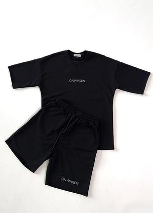 Костюм из шорт и футболки мужской calvin klein черный, комплект на лето кельвин кляйн, спортивный костюм