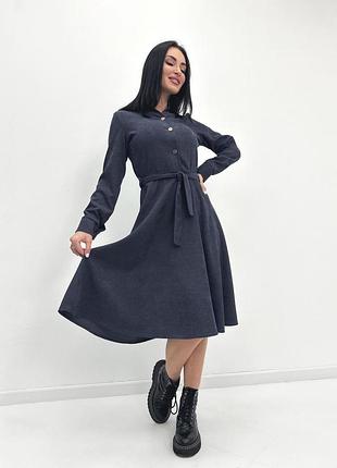 Вельветовое платье миди ofelia 46-48, трехнитка начес, графит