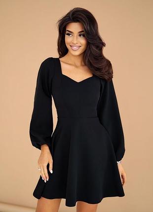 Изящное коктейльное короткое платье со свободным рукавом, черное xs