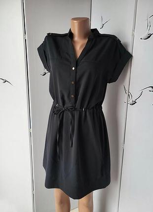 Сукня-сорочка жіноча на поясі-шнурку select чорна xl, 48
