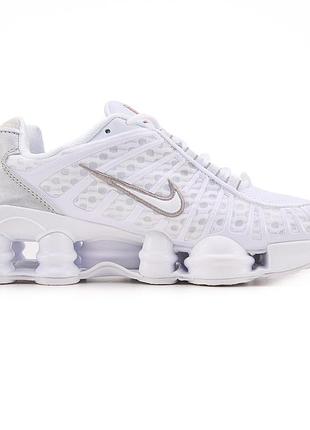 Белые кроссовки унисекс nike shox tl white red х шокс 45