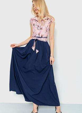 Платье с цветочным принтом, цвет сине-розовый, 230r79