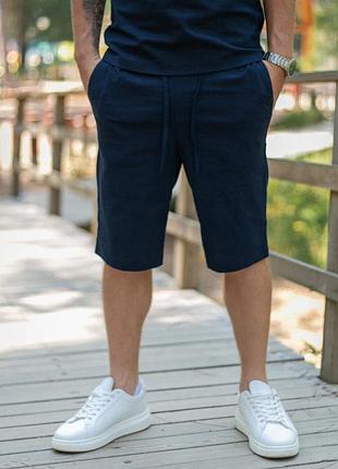 Шорты мужские льняные синие 3xl