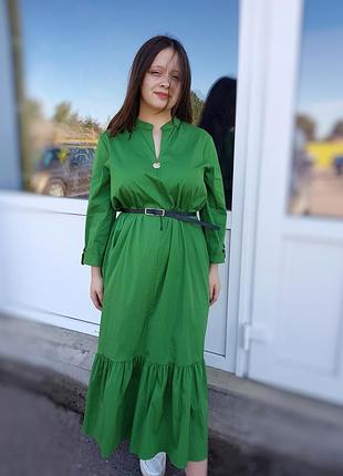 Платье однотонное piena elbise зеленое 48, xl