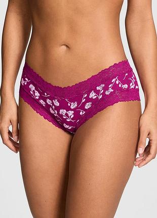 Жіночі трусики victoria's secret (29188797973) pink winktm lace-trim cheeky m бордові