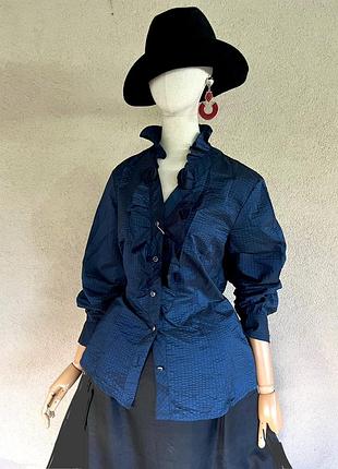 Синя блуза  з жабо,преміум бренд,zanetti moda,italy