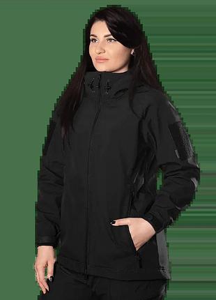 Женская влаго-ветрозащитная тактическая куртка для полиции stalker softshell черная l