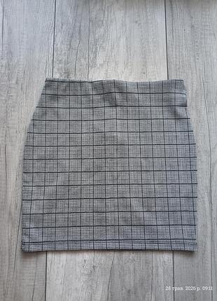 Короткая серая юбка в клетку от new look рост 152-158 4