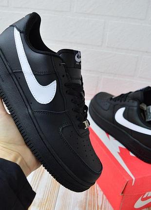Кроссовки мужские nike air force 1 black white кожаные, размер 44/28см