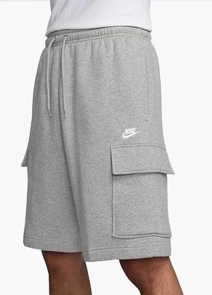 Шорти чоловічі nike club fleece cargo white fn3525-063