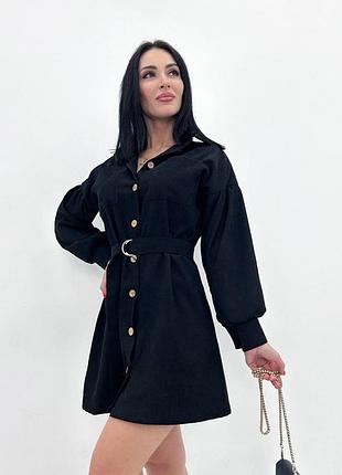 Вельветова коротка сукня з широкими рукавами 50/52, чорний