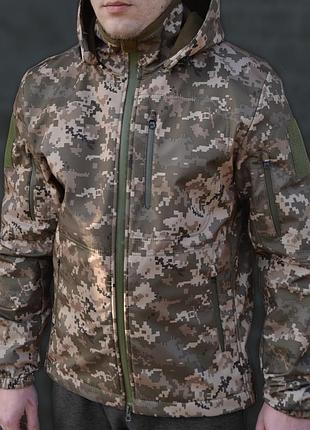 Куртка softshell тактическая камуфляж пиксель, куртка софтшел пиксель для военного всу 48