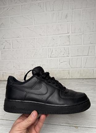 Мужские черные кожаные кроссовки nike air force 1 low
