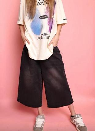 Модные женские шорты широкие baggy ниже колен джинсовые бермуды