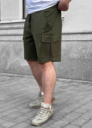 Шорты split с накладными карманами хаки s, m, l, xl, xxl