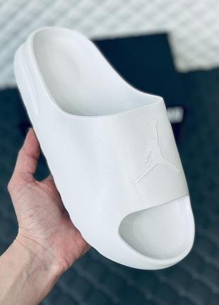 Шлёпки найк jordan all white мужские белые шлёпанцы джордан 41