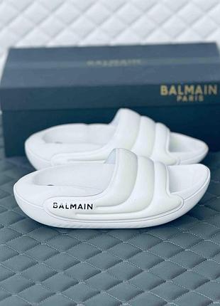 Чоловічіі білі шльопанці balmain шльопанці бальман білі
