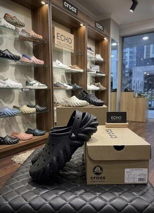 Crocs echo clog tripple black кроксы мужские черные