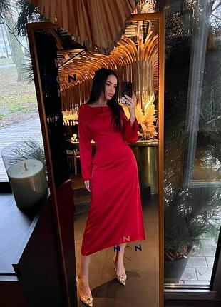 Стильное женское шелковое платье миди