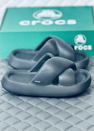 Шлёпанцы женские летние черные crocs calm slide black шлепки крокс 40, 39