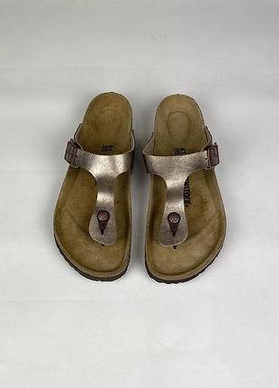 Birkenstock gizeh оригінал жіночі вʼєтнамки босоніжки шльопанці сандалі коричневі рожевий перламутр шкіряна устілка розмір 40 - 41 / 26 см