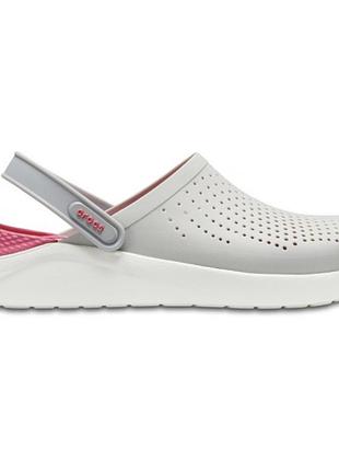 Crocs literide clog pearl white, крокси лайтрайд сірі жіночі оригінал + коробка m6/w8