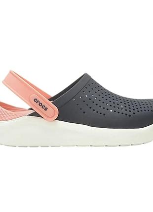 Crocs literide clog navy melon, кроксы лайтрайд темно синие с белой подошвой женские оригинал + коробка