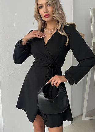 Стильное женское платье из костюмки на запах 46/48