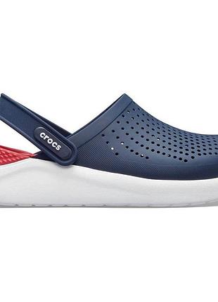 Crocs literide clog navy pepper, крокси лайтрайд темно сині з білою підошвою чоловічі оригінал +коробка m11/w13