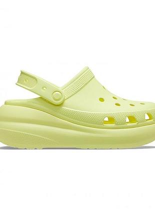 Crocs classic crush sulphur оригінальні, крокси жіночі на платформі краш салатові оригінал + коробка m7/w9