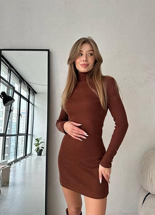 Стильное женское платье ангора шоколад