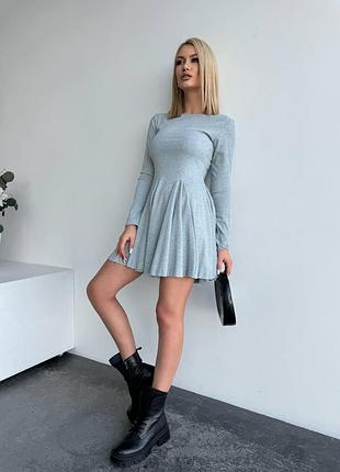 Стильное женское платье рубчик 46/48, серый