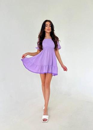 Легка коротка жіноча сукня лаванда, 42/44