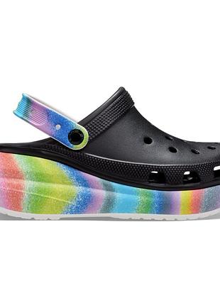 Crocs crush spray dye clog оригінальні, крокси жіночі на платформі класик краш чорні оригінал + коробка m7/w9